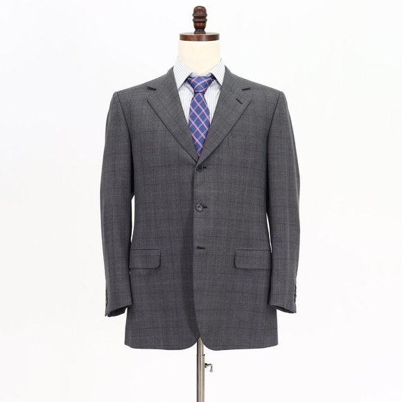 Brioni 42R Gray Check 3-Button Sport Coat Blazer Jacket O888